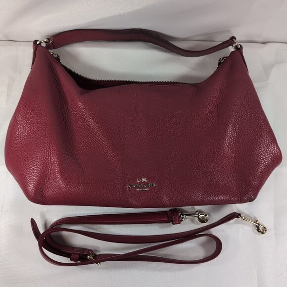Coach F36628 East West Celeste Leather Purse Red Shoulder Bag Crossbody Gold S22 - Picture 1 of 16